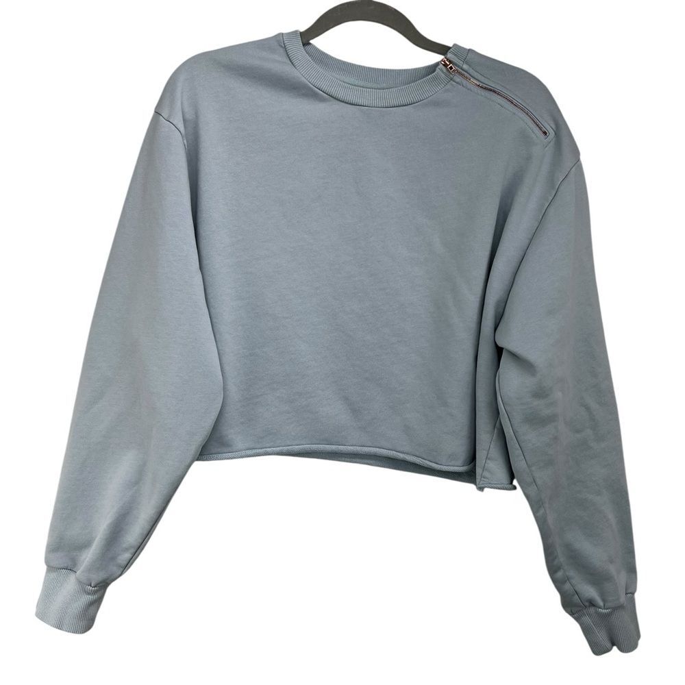 AllFenix Pullover Crop Sweatshirt Light Blue Womens Large